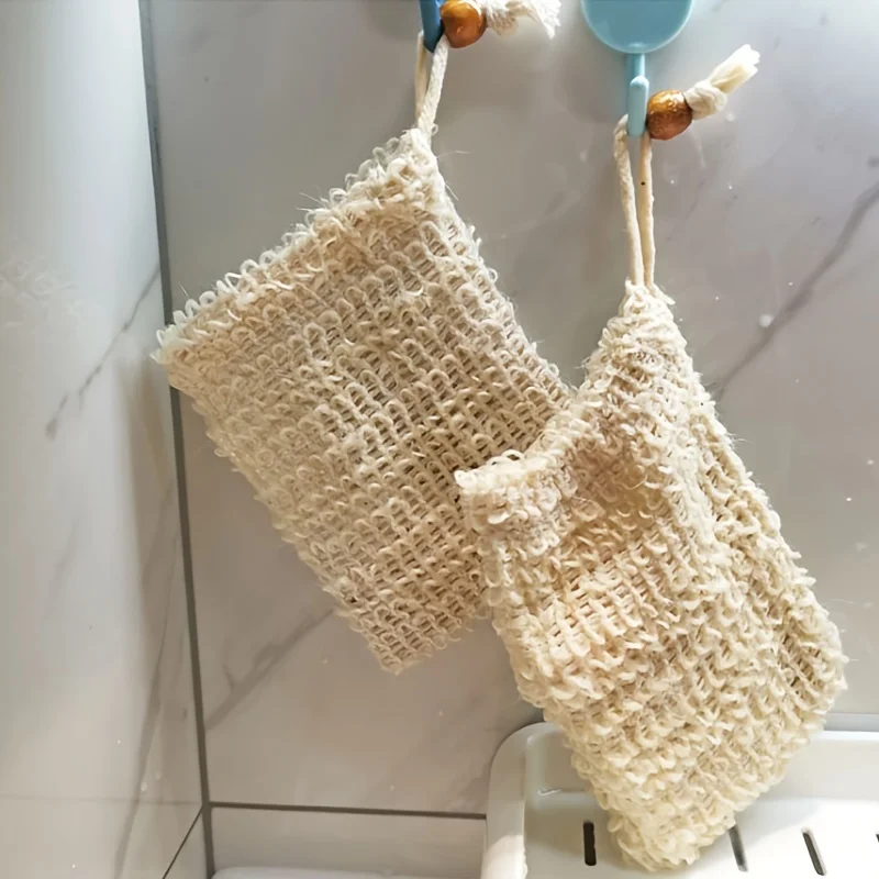 Natural Sisal Soap Saver Pouch Zero Waste Plastic-free Soap Net Foaming and Drying Massage Peeling Soap Bag