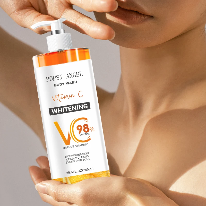 Organic Private Label  Shower gel 750mL Organic Vitamin C Whitening Bath Gel Nourishing Skin Hydrating Body Wash