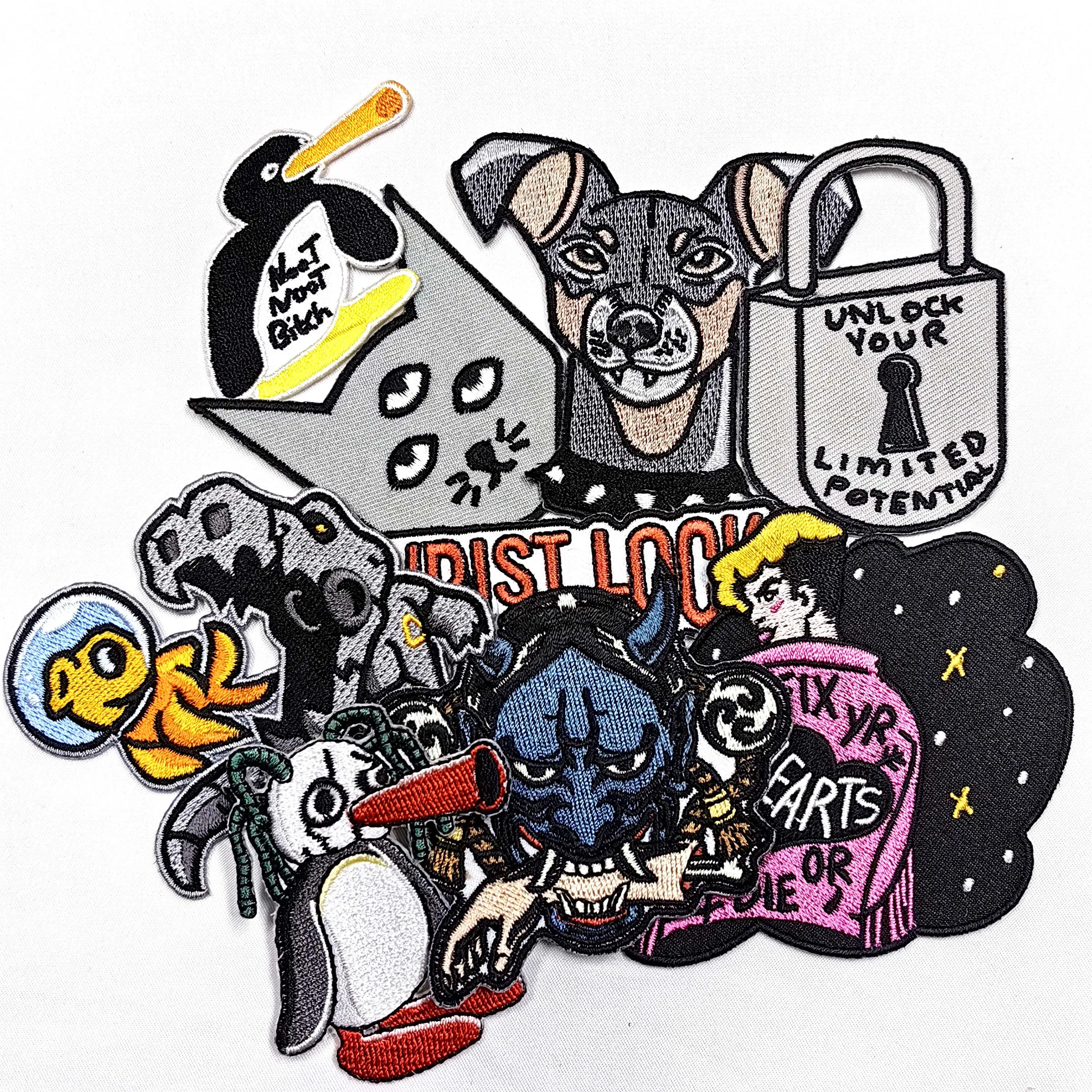 High Quality Manufacturer No Moq Embroidered Heat Cut Laser Cut Iron On Back 2D Pattern Design Chinese Factory Wholesale