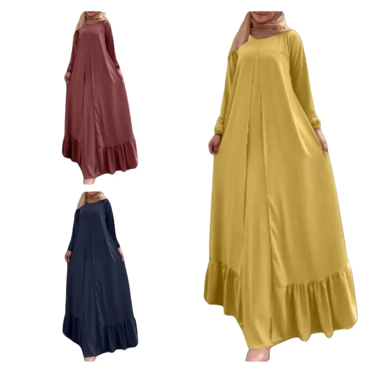 New Middle East Muslim Southeast Asia robe cotton linen loose casual long-sleeved modest dress jalabiya muslim women dress