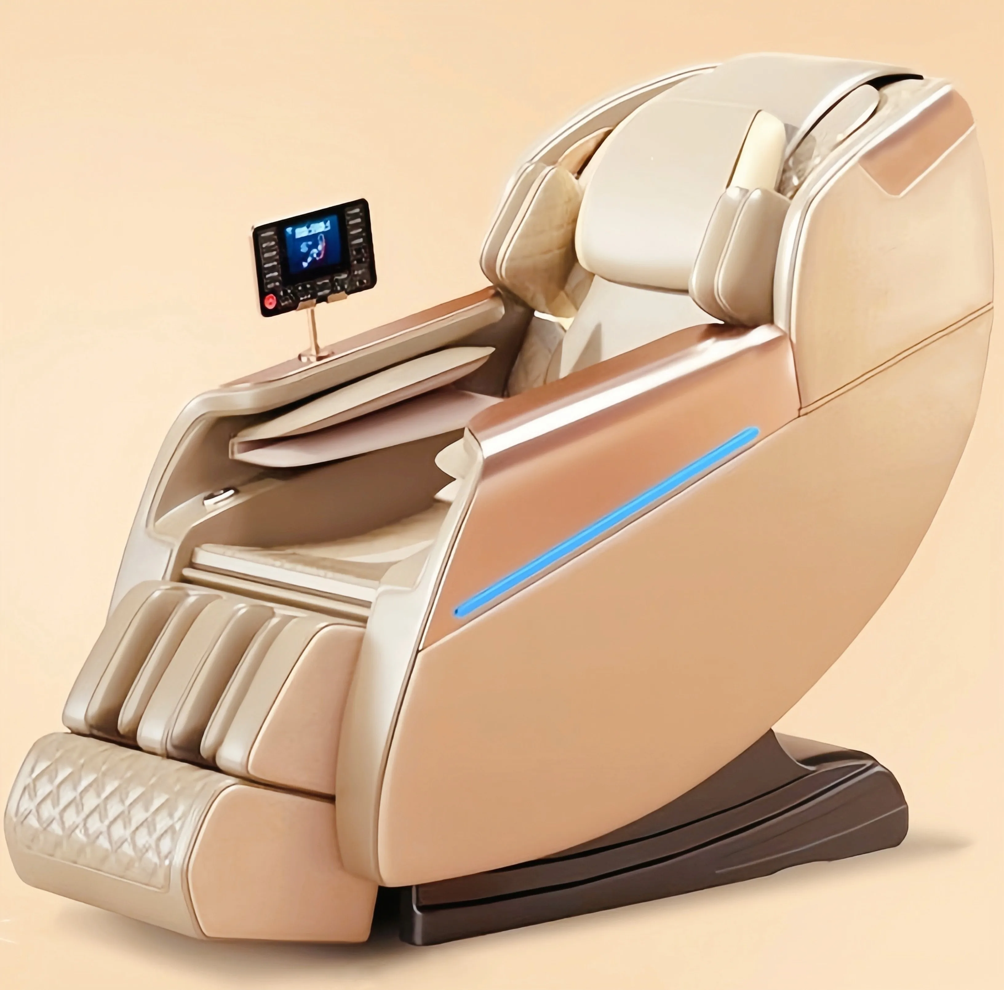 Recliner Chair With 8 Points Massage Function White Luxury Full Body 2 Track Massage Chair