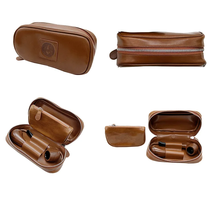 wholesale custom tobacco pipe accessories genuine leather pouch bag