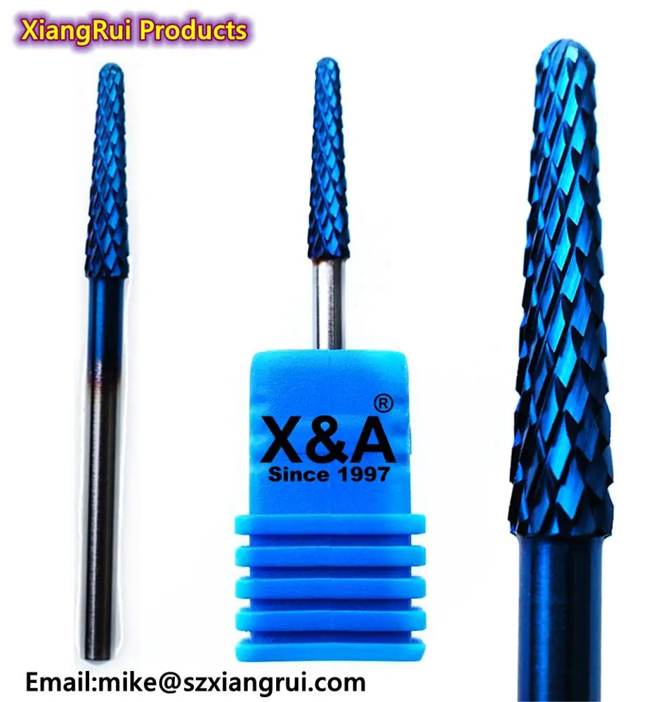 X & A Brand Nano blue покрытием напильник с твердосплавным покрытием (карбид вольфрама) фрез для маникюра/педикюра под ногтей под кутикулы фрез для маникюра/педикюра