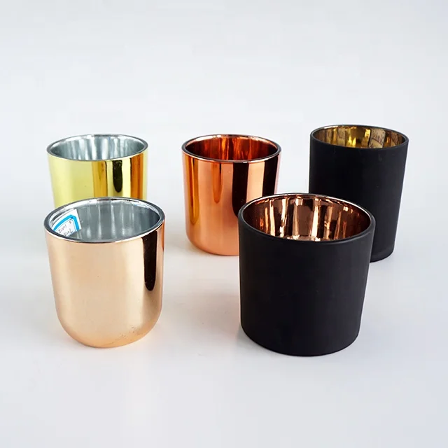 hot sale 6oz 8oz  gold rose gold silver glass candle holders votive candle jars wholesale