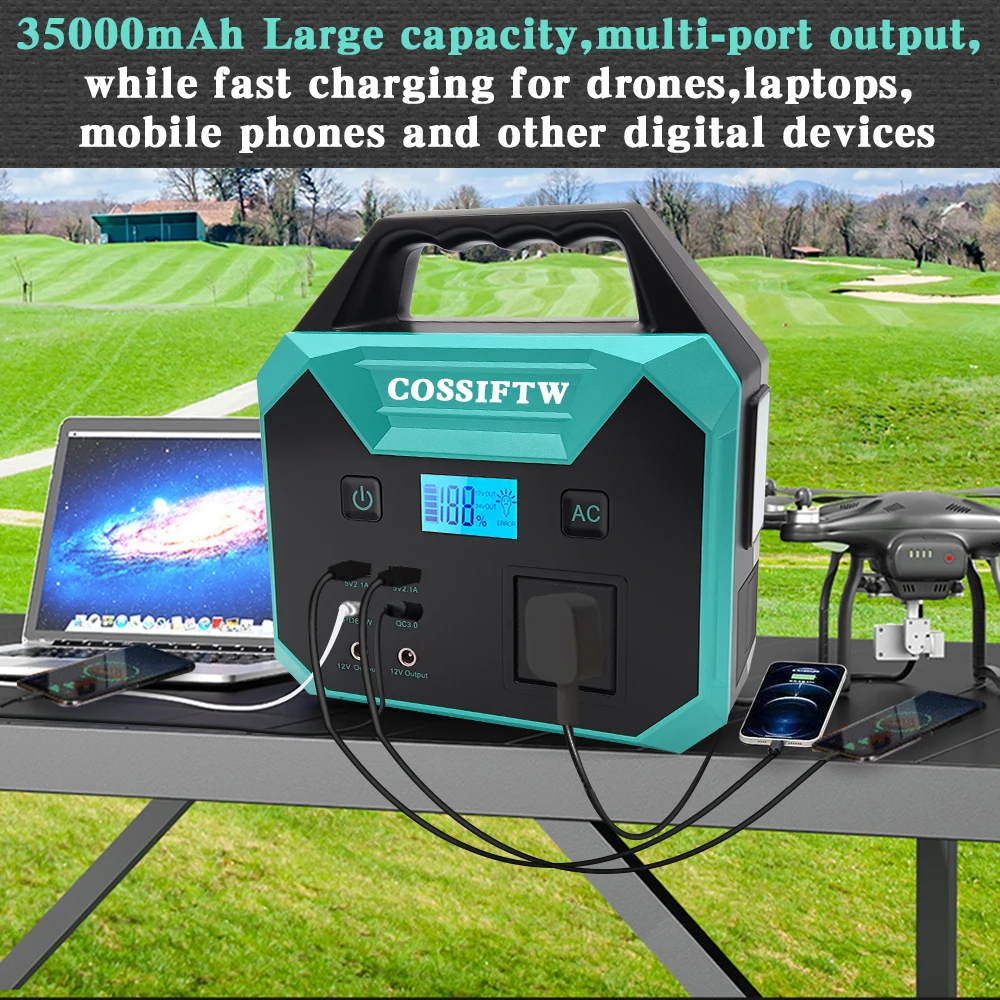 Portable Power Station Home Backup Emergency Power Supply 200W Solar Generator Fast Charge External Battery Power Bank