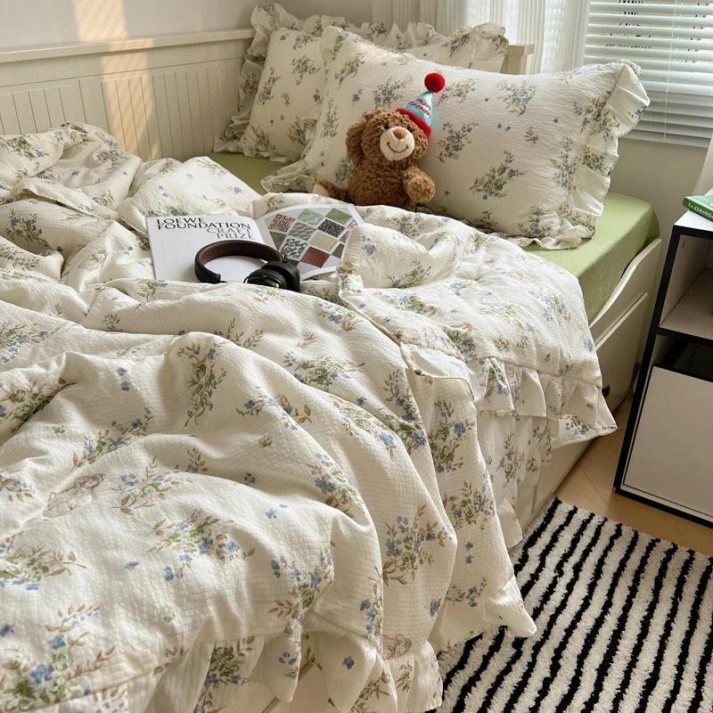 summer quilt set Summer bubble yarn small fresh air conditioning quilt washable single double summer cool quilt
