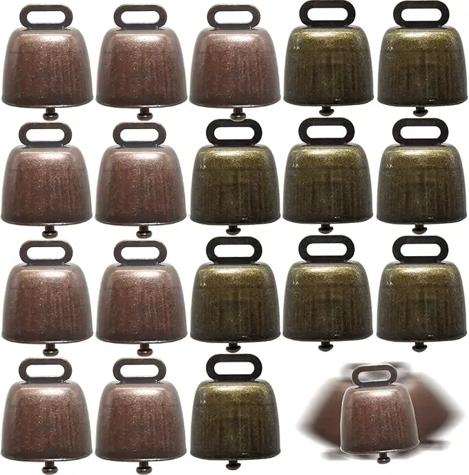 Wholesale Retro Metal Cowbells with Crisp Sound Custom Printable Logo Bronze Bells for Christmas Decorations Pet Accessories