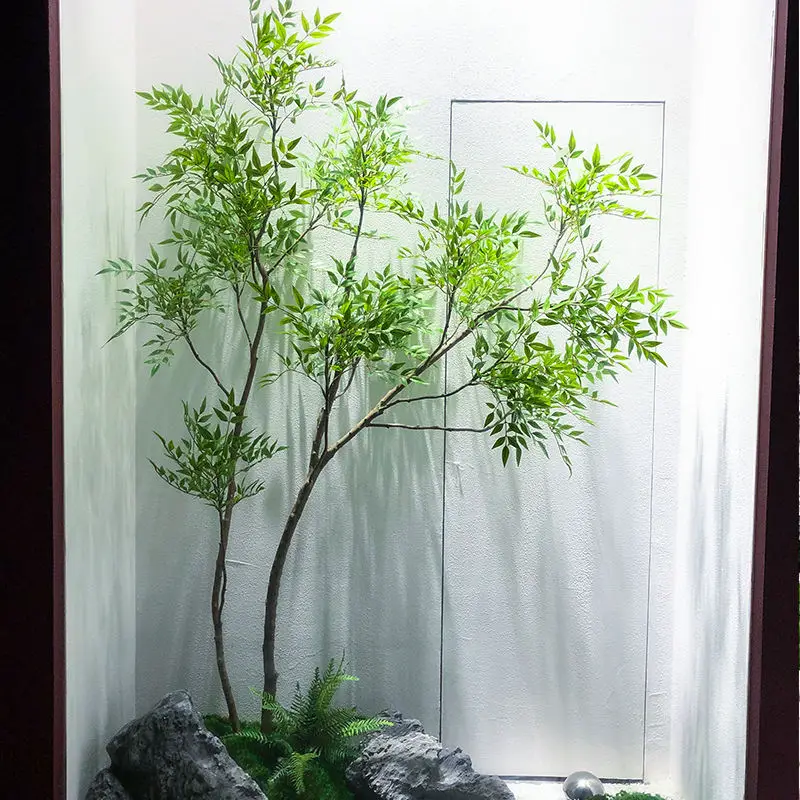natural wood artificial green Chinese style tree plant landscaping artificial home hotel decoration