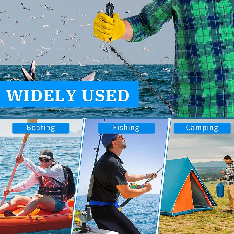 Fishing Lanyard Spring Coil Keychain Cord Multicolor Safety Ropes Retractable Coiled Tether Clips Fish Tools Carabiner Keychains