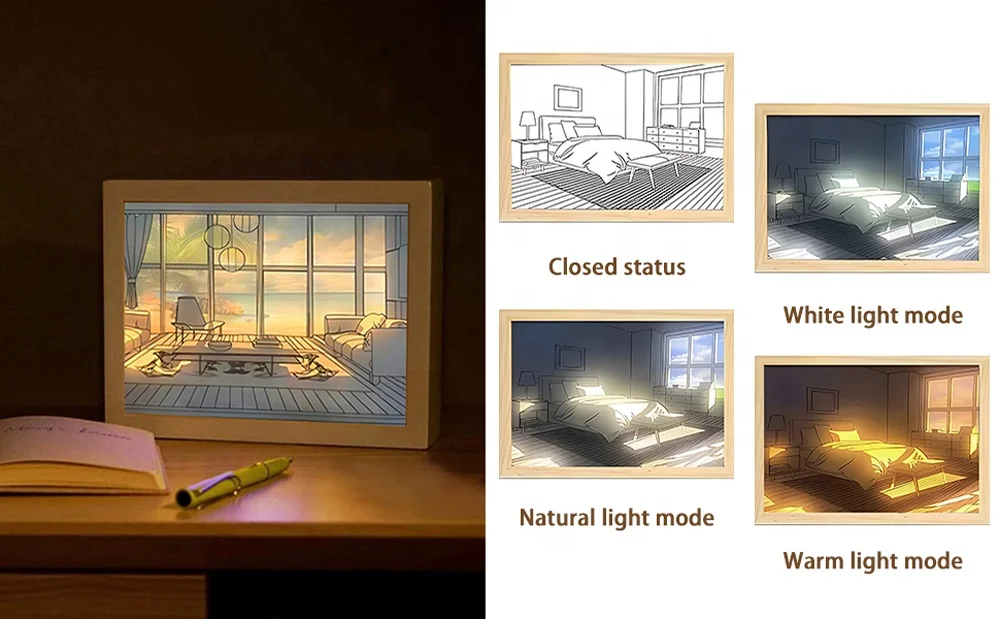 INS Styles Lighting Painting Decoration Unique Design of Light and Shadow Illuminated Painting LED Art Picture Paintings