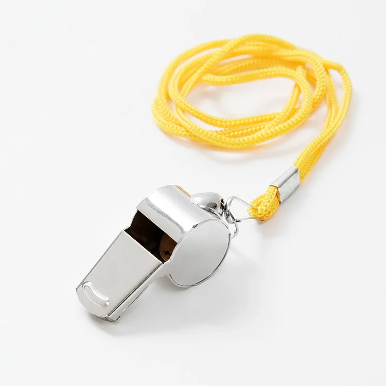Wholesale custom logo Party Referee Sports School Football Rugby turbo metal whistle with lanyard
