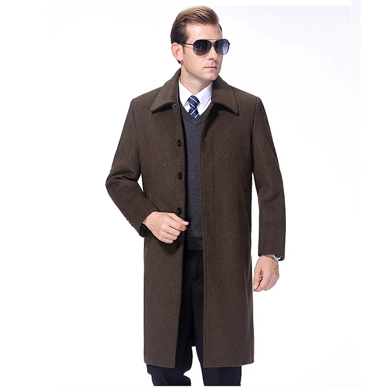 Autumn and winter plus velvet thick cashmere jacket large size coat middle-aged business casual woolen suit coat