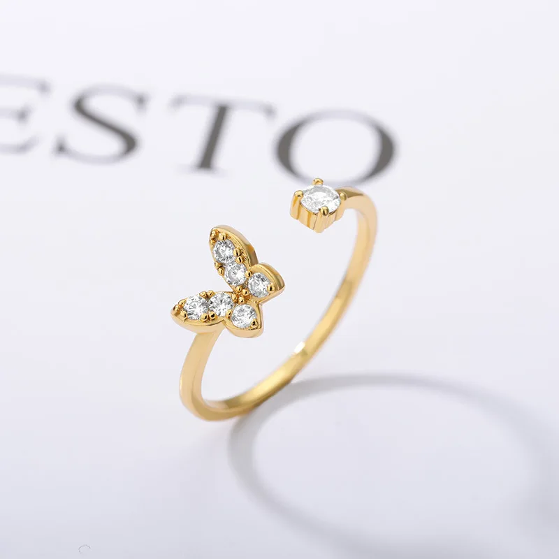  Оптом модные дизайнерские женские кольца 18K позолоченные циркониевые Регулируемые