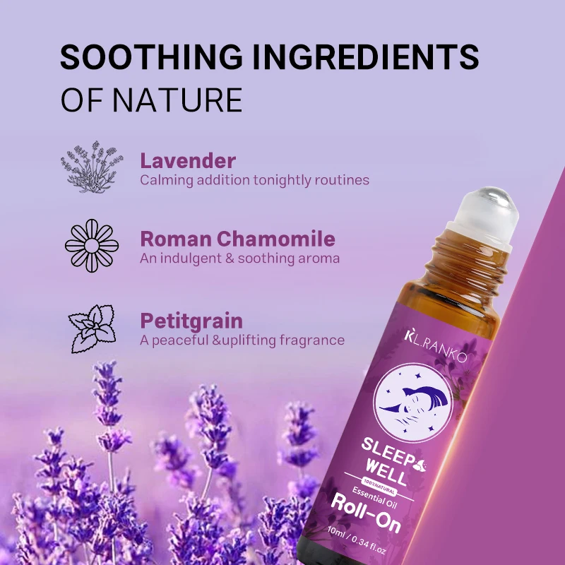 Custom Logo OEM 100% Natural Mix Blend Lavender Frankincense Relaxing Essential Oil Roll on Night Sleep Oils Beauty Products