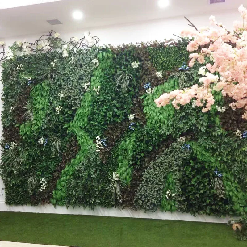 
Customized grass wall backdrop greenery panel wall artificial fence cheap price plastic vertical green wall 