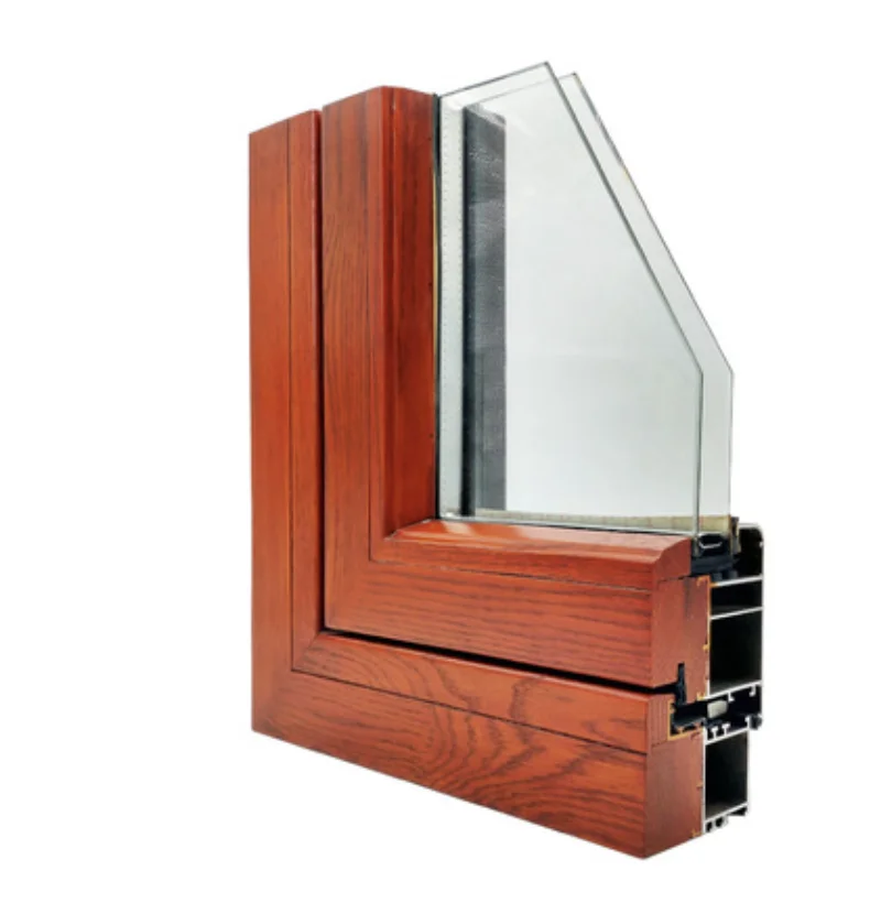 American Style Glass Partition For Bathroom Double Glazed Oak Aluminium Clad Wood Windows