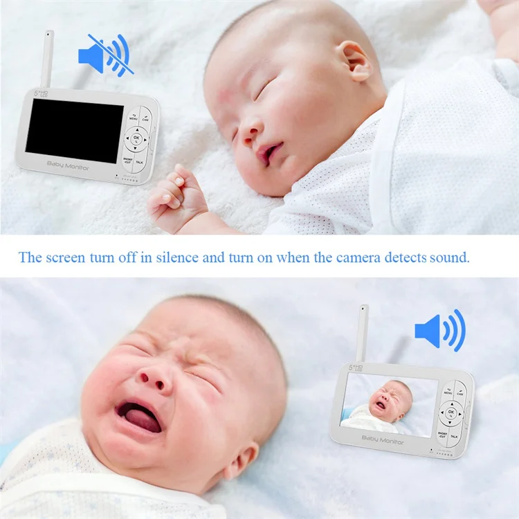 Сильный сигнал большой емкости батареи ночного видения Monitoreo De Bebes HD 5 дюймов Бестселлер Smart PTZ видео монитор младенца