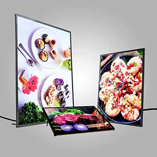 A1-A4 LED Backlit Movie Poster Frame with Poster Bright Light Box Frame and Display Sign Holder for Ads, Flyers, and Restaurant