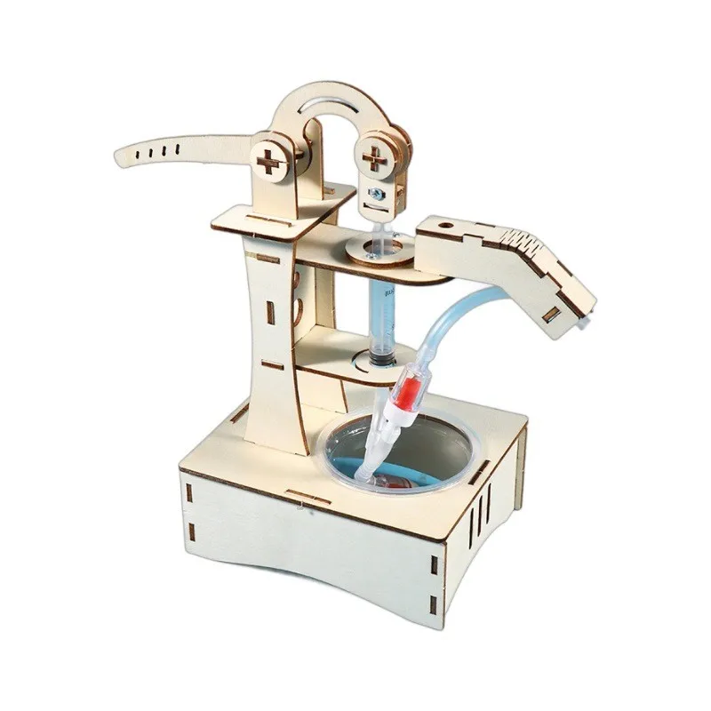 New design creative diy water pump wooden 3d puzzles scientific experiment kits toys
