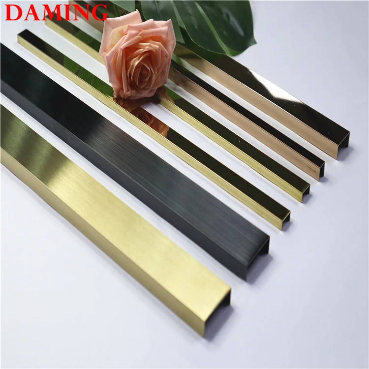 
304 brushed hairline stainless steel floor strips edging trim to living room 