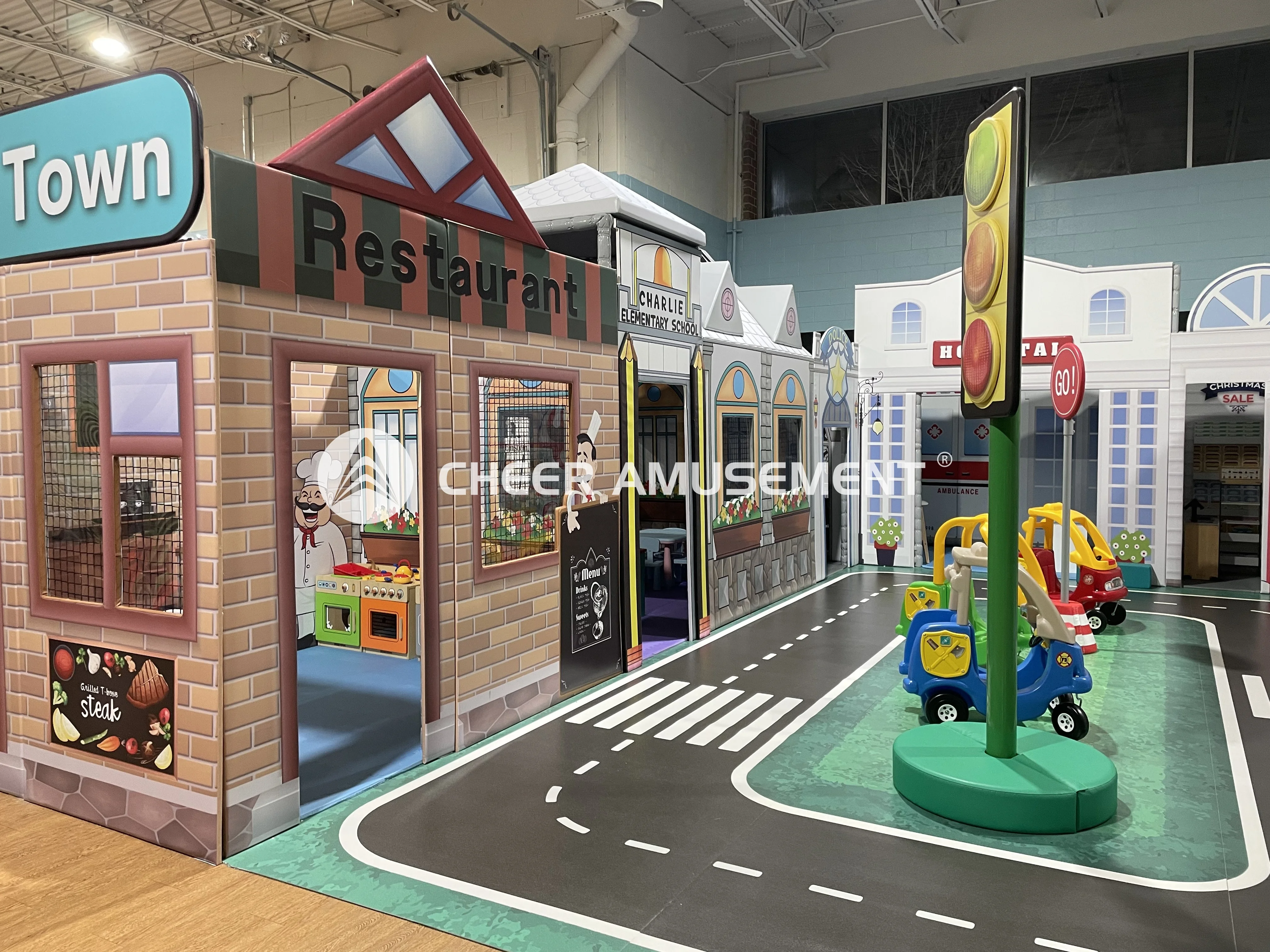 Tiny Town Game Kids Role Play Station Indoor Play House Infants Play Entertainment Center by Cheer Amusement