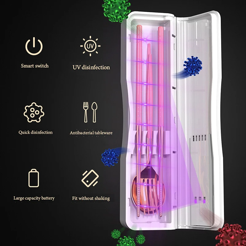 Личной гигиены портативный Uvc светодиодной подсветкой посуда, ложки, вилки, стерильные стерилизационный бокс корзиночного