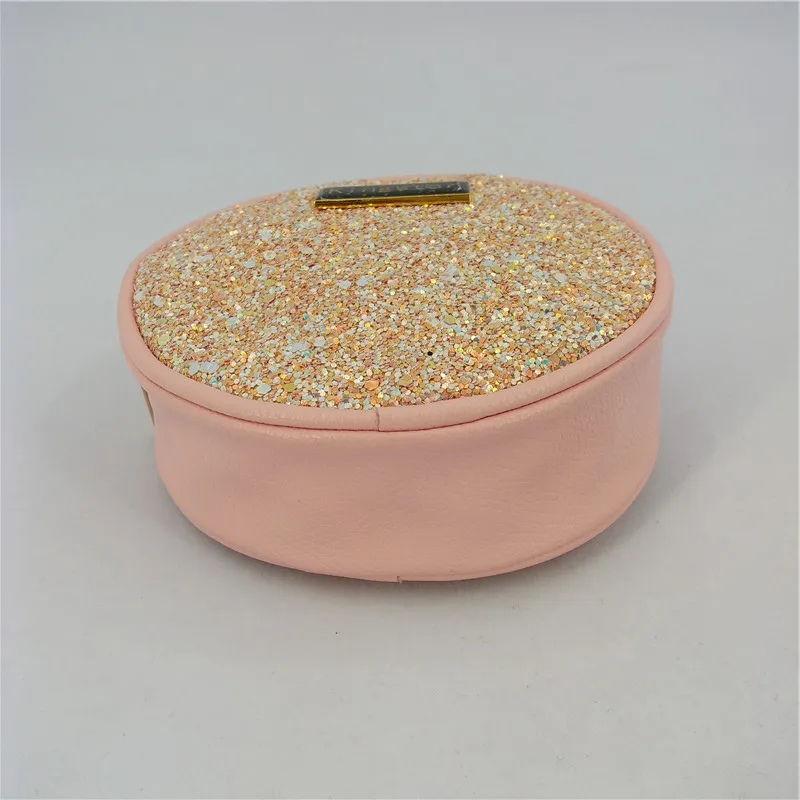 New Trend Round Cosmetic Bag ladies Key Chain Bag Women Lipsticks Makeup Box Storage Cosmetic Bag Glitter