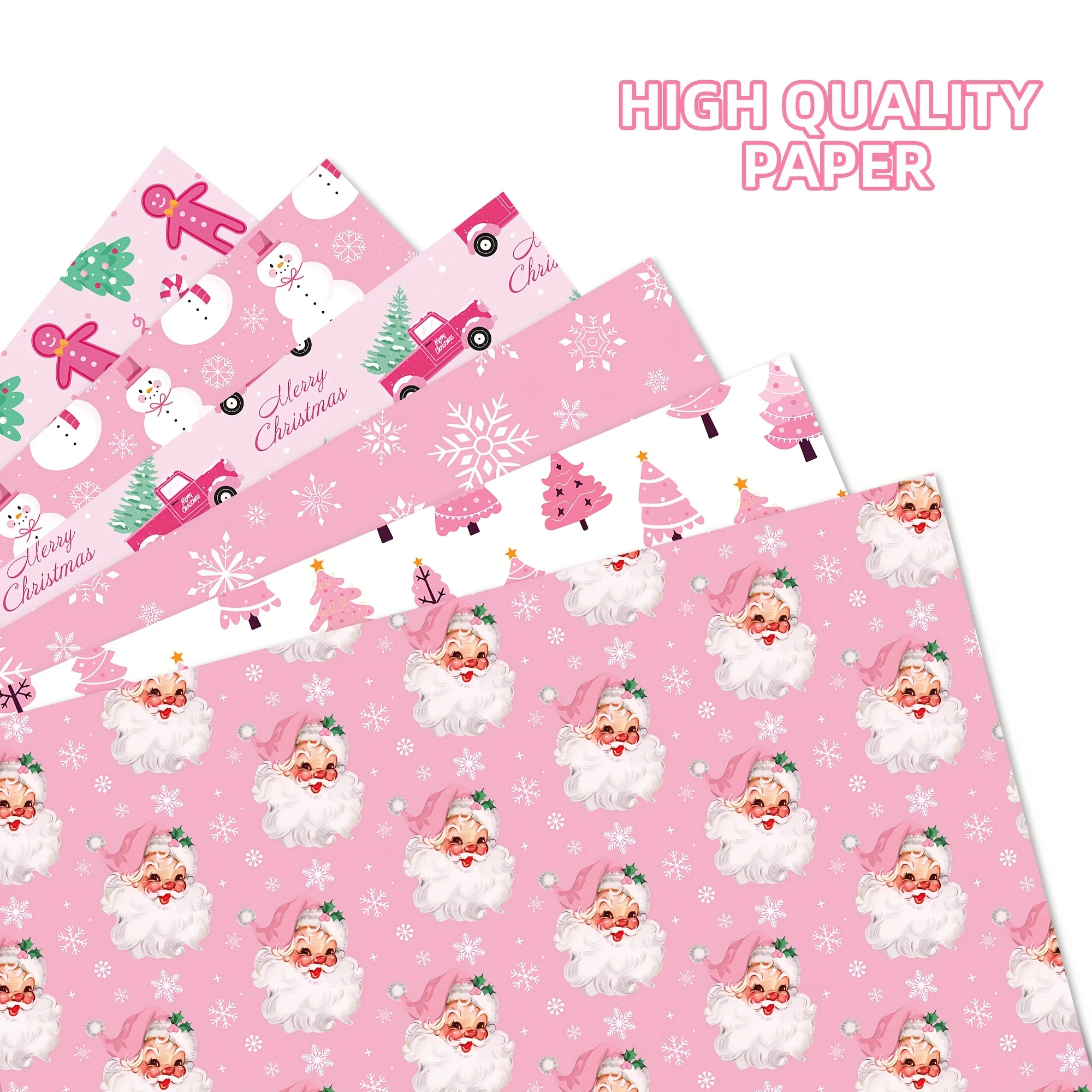 Reindeer Snowflake Designs Holiday Presents Pink Christmas Wrapping Paper for Festive Gift Wrapping