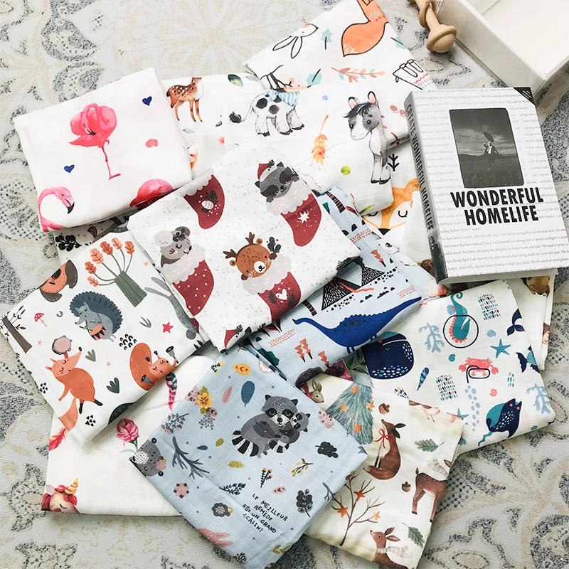 Hot Sale Private Label Swaddle Wrap Sleeping Bag  Blanket Super Soft Newborn 100% Organic Cotton Baby Muslin Blanket