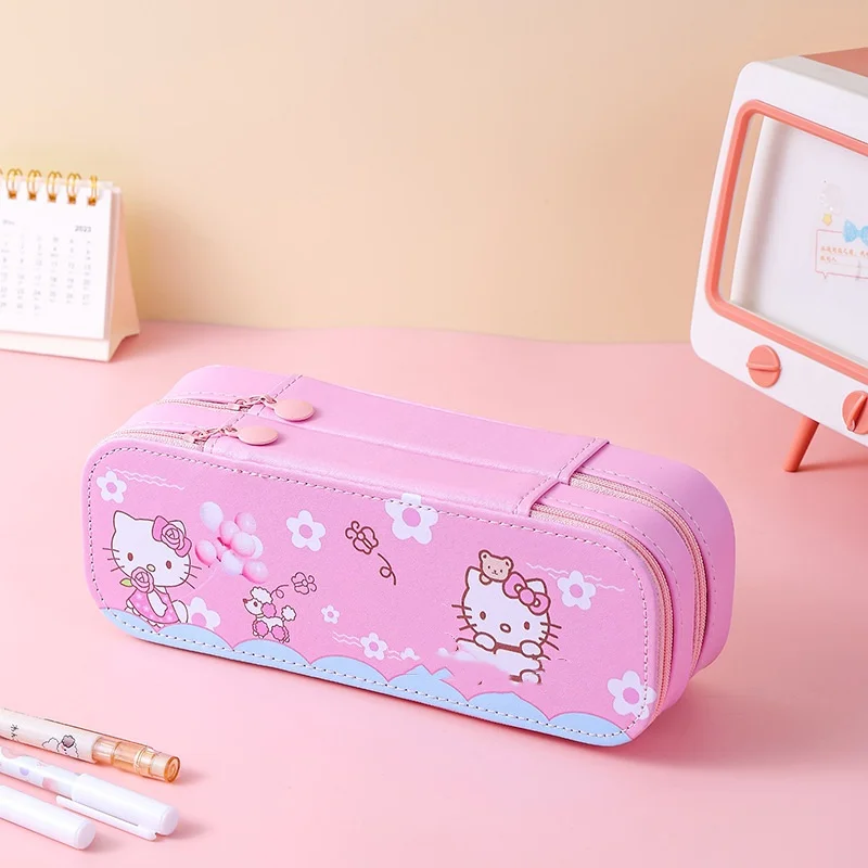 Kuromi Meloddy KT Cat Пенал для девочек Sanrioes начальной школы двухслойный пенал большой емкости