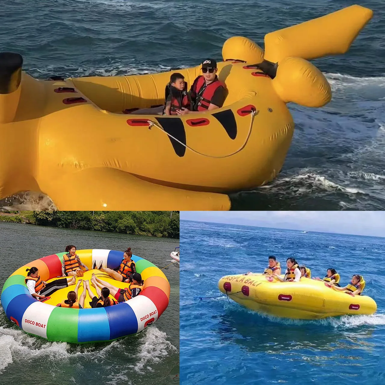 Summer Funny Inflatable Towable Water Toys Disco Boat Inflatable Towable Boat For Water Entertainment