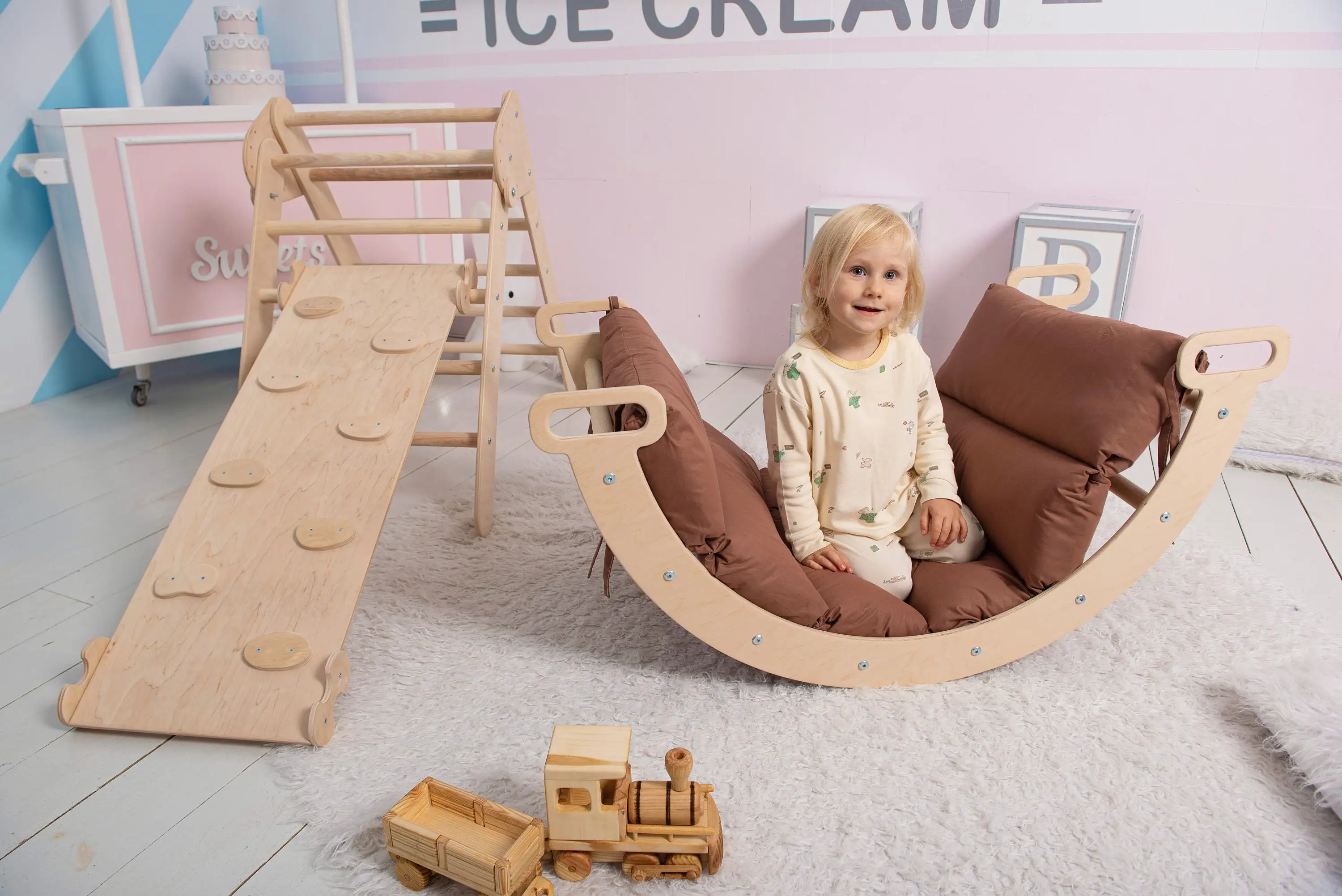 Best 5in1 Montessori Indoor Climbers Set Kletterbogen Climbing Triangle Climbing Frame Climb Arch Arch Pillow Gift Toddlers