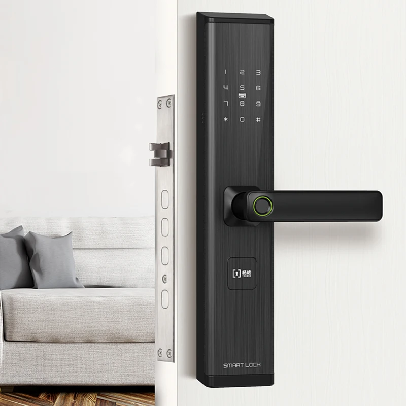 Wholesale Price Tuya Wifi APP Security Keyless Electric Fingerprint Digital Wooden Smart Door Lock