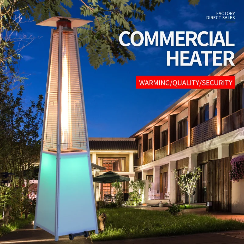  LED pyramid patio heater flame glass tube