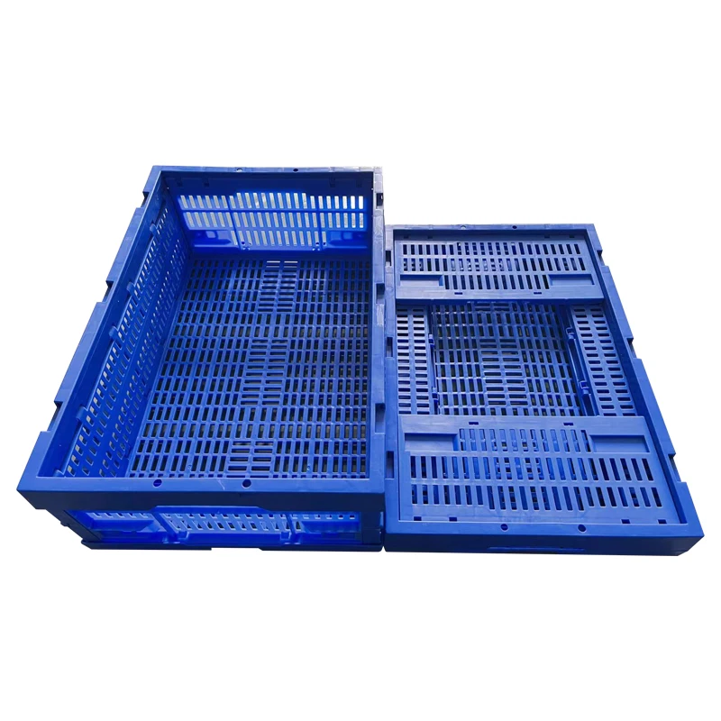 Recyclable Stackable Food Grade Plastic Mesh Crate Foldability Fruits Vegetables  Storage Basket Folding Container