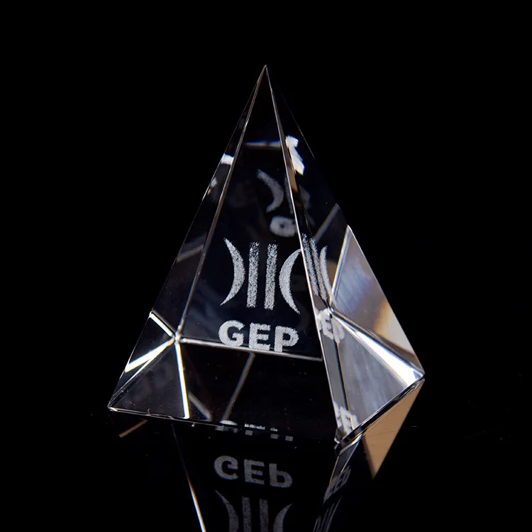 wholesale Religious Gift Egypt K9 Laser Engraving Crystal Pyramid