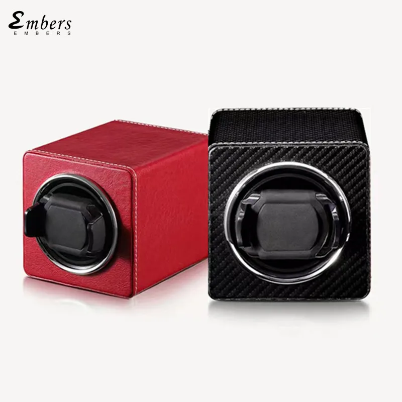 Embers Single Watch Winder Battery Wooden Shaker Watch Box Automatic Winder Glass Storage Case Mabuchi motor