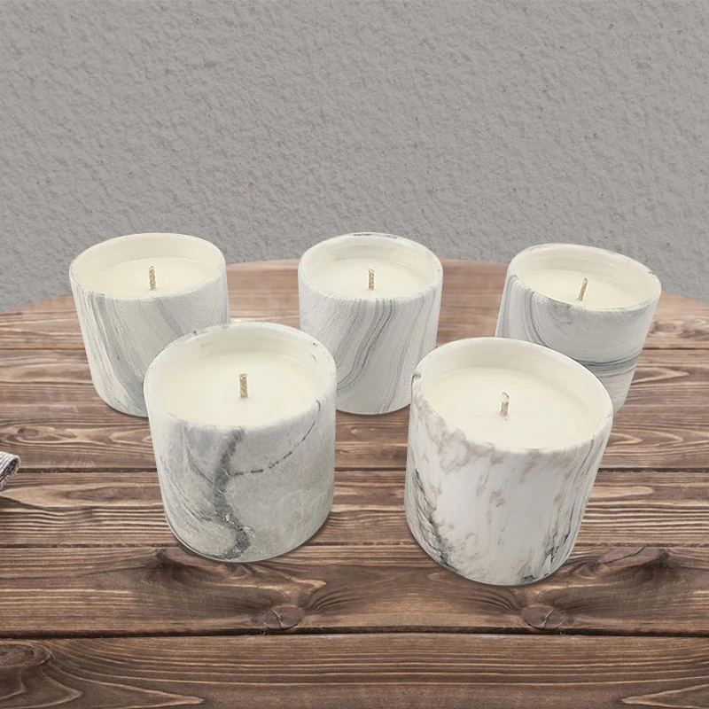 Wholesale Creative Design Marbled Nordic Modern Beautiful texture 200ml 8oz Container Ceramic Scented Candles