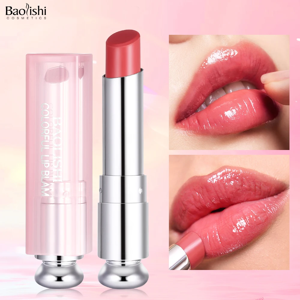 BAOLISHI New Pink Tube Lipstick Colored Moisturizing Lip Balm Lipstick Moisturizing Anti-drying Lip Balm Customized LOGO