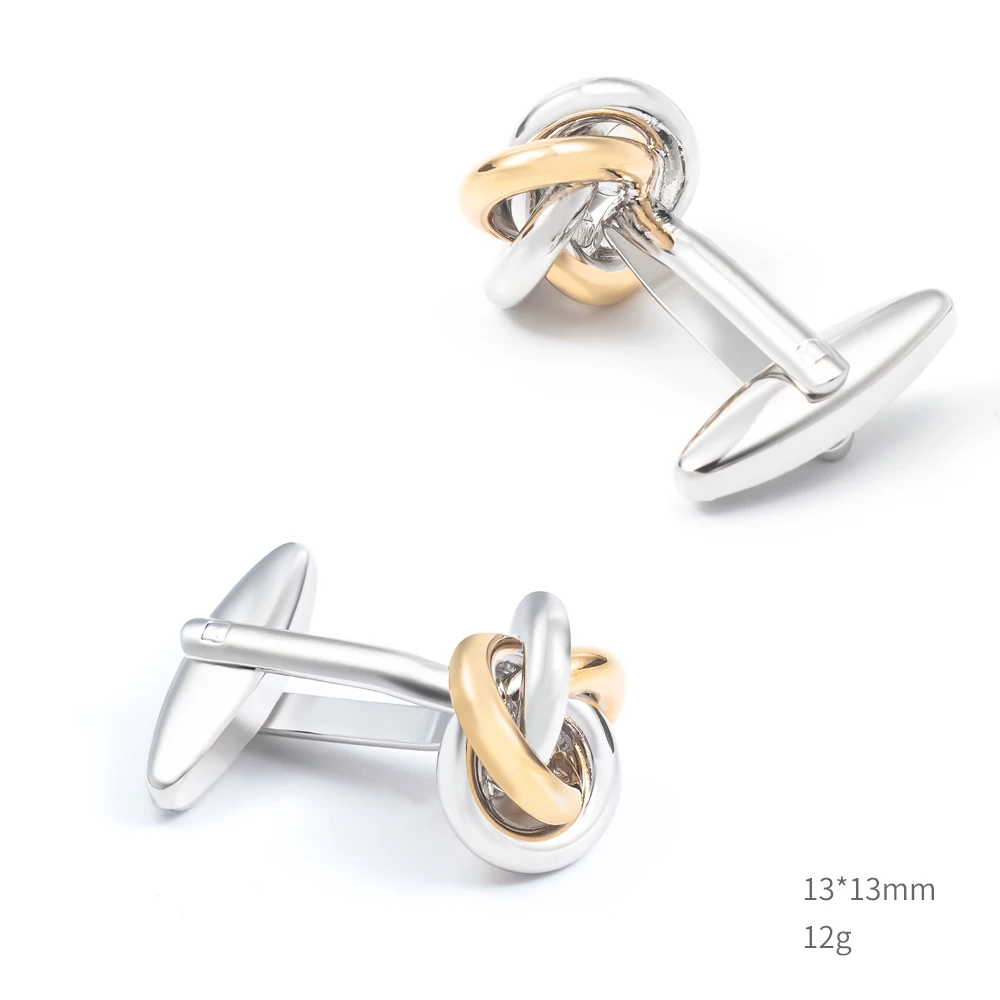 Silver gold knot cufflinks for men white to black knot gift cufflinks cuff button for sale