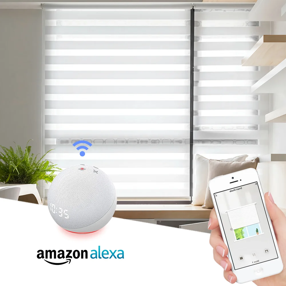 Custom Made Smart Zebra Blinds for window Smart Window Motorized semi Blackout Cheap Zebra Blind