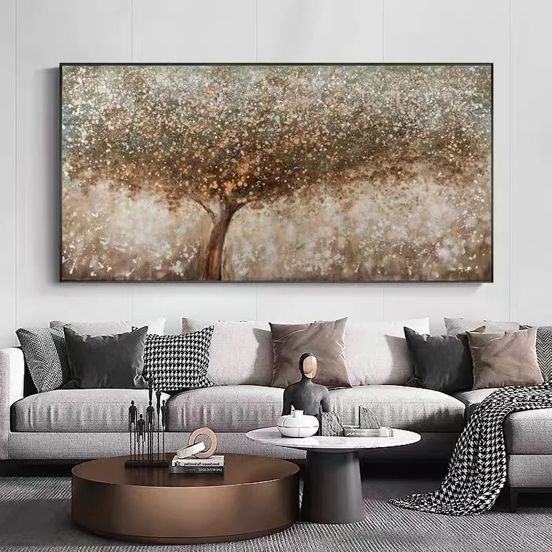 Custom Golden Autumn Modern Canvas Decoration Painting Oil Bedroom Wall Art Canvas 3d Hand Painted Oil Painting With Frame