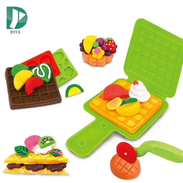 DIY delicious waffles play dough & putty baby toy food modeling clay super air play dough toy