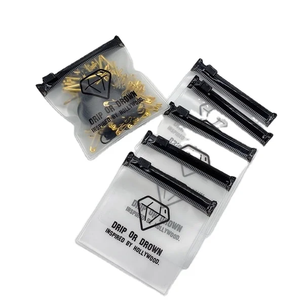 Resealable Poly Bags Small PVC Slider Frosted Zipper Bag Plastic Packing Bag With Black Zip