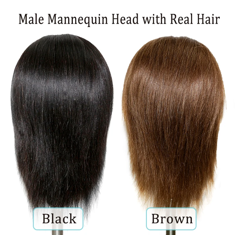 New Arrival Men Training Head with 12 Inch Hair and 8 Inch Beard for Barber Cutting Practice Male Mannequin Head with Beard