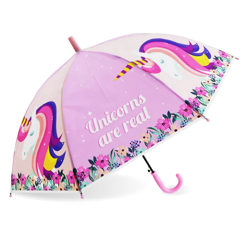 RST cartoon unicorn printed colorful small children umbrellas for school students half-auto kids umbrellas for christmas gifts