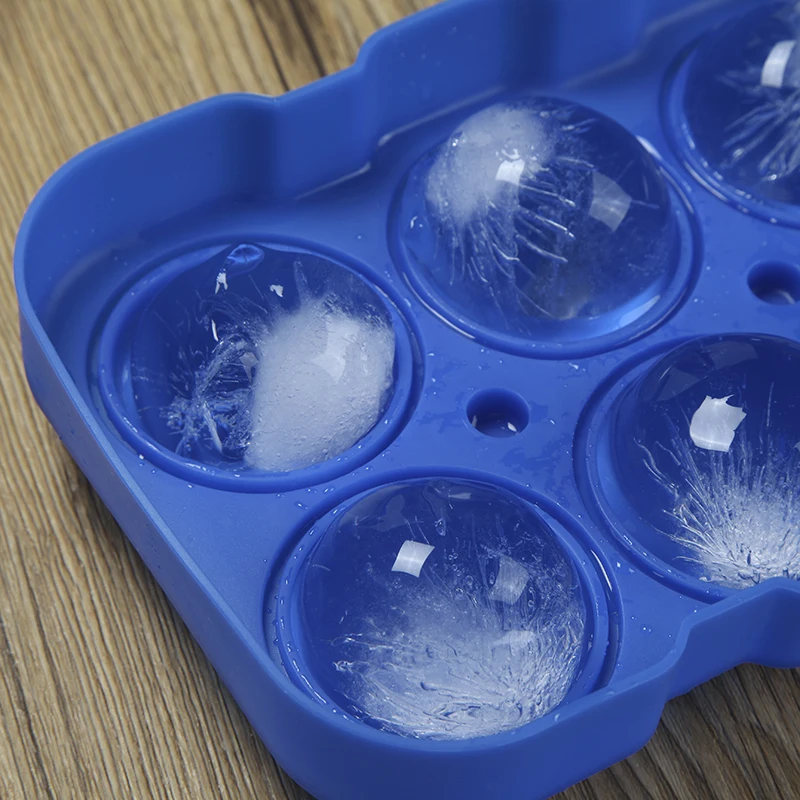 2nd-Generation Custom Round Shape 6 Cavity Silicone Ice Cube Maker with Funnel