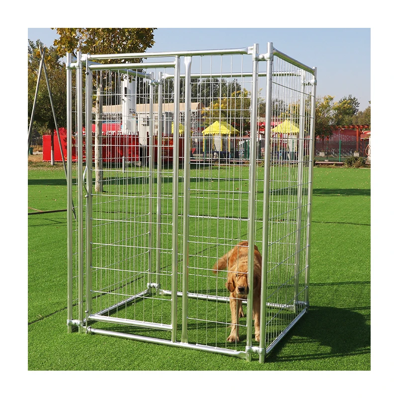 Large galvanized and welded dog kennel building with fight guard divider