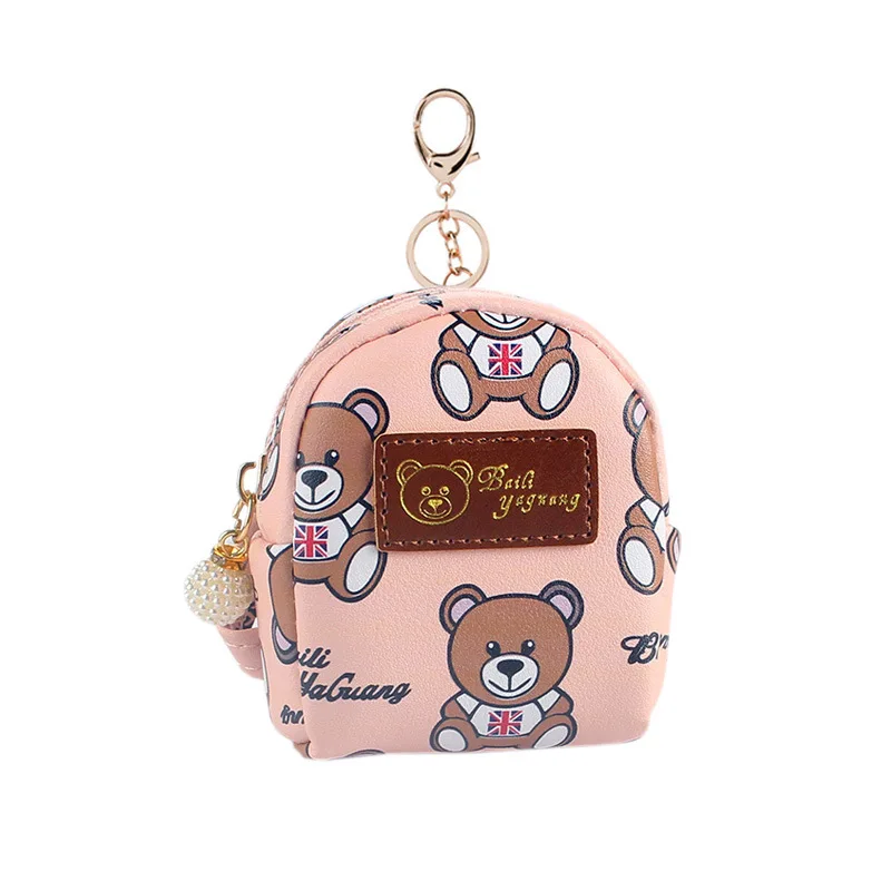 Wholesale  Custom  Cute Designer Luxury Leather Wallet Handbag Pocket Bag keychain Mini Coin Purse