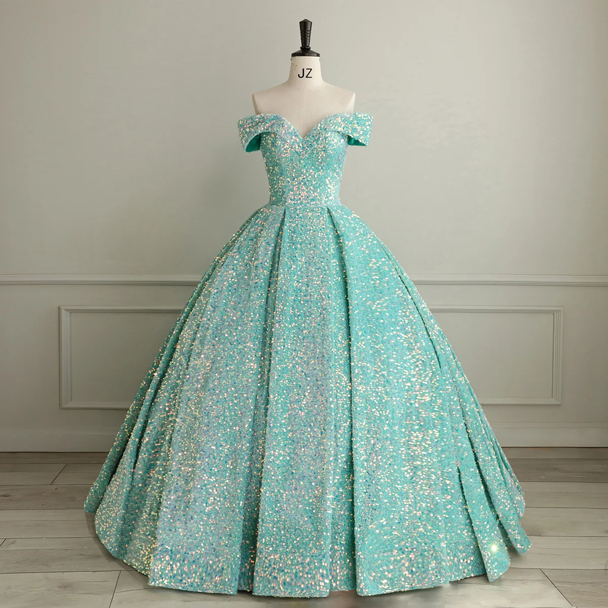 2023 17 Colors Bling Bling Shinny Sequin Beaded Princess Dresses Ball Gown Off Shoulder wedding dress party evening bridal dress